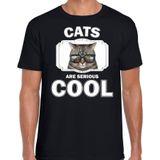 Dieren katten t-shirt zwart heren - cats are serious cool shirt - cadeau t-shirt coole poes/ katten liefhebber