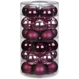 60x Berry Kiss mix glazen kerstballen 6 cm glans en mat - Kerstboomversiering mix roze/rood