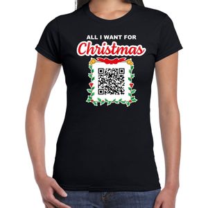 Kerst QR code kerstshirt All I want: Punch you in the face dames zwart - Bellatio Christmas sweaters