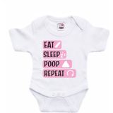 Bellatio Decorations Baby rompertje - eat sleep poop repeat - roze - kraam cadeau