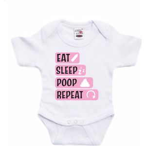 Bellatio Decorations Baby rompertje - eat sleep poop repeat - roze - kraam cadeau