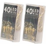 Set van 4x stuks draadverlichting lichtsnoeren met 40 lampjes warm wit 420 cm - Lichtdraden/lichtsnoeren - kerstverlichting