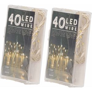 Set van 4x stuks draadverlichting lichtsnoeren met 40 lampjes warm wit 420 cm - Lichtdraden/lichtsnoeren - kerstverlichting