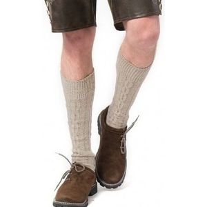 Oktoberfest Tiroler verkleed kousen creme voor volwassenen - Kniekousen hoge sokken - Bierfeest verkleedaccessoires