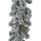 1x Groene dennen guirlandes / dennenslingers met sneeuw 270 x 25 cm - Kerstslingers / dennen slingers