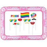 Foto prop set met frame - roze - gay pride regenboog thema - 11-delig - photo booth accessoires