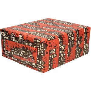 5x Rollen Sinterklaas kadopapier print donkerrood  2,5 x 0,7 meter op rol 70 grams - Luxe papier kwaliteit cadeaupapier/inpakpapier - Sint en Piet