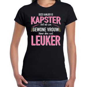 Gewone vrouw / kapster / haarstyliste cadeau t-shirt zwart voor dames - beroepenshirt - kado shirt - kappers bedankt / verjaardag / collega