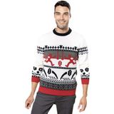 Foute gebreide kersttrui rood/wit Nordic print voor volwassenen - Scandinavische/Noorse winter sweater/pullover