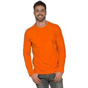 Basic lange mouwen/longsleeve stretch shirt oranje voor heren - Basic kleding voor heren