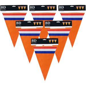 Bellatio Decorations - Oranje Holland vlaggenlijnen - 6x stuks van 10 meter - Oranje versiering slinger WK/ EK/ Koningsdag