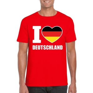 Rood I love Deutschland supporter shirt heren - Duitsland t-shirt heren