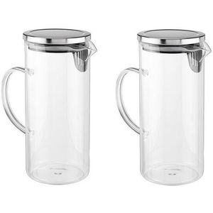 Glazen schenkkan / waterkan 1,3 liter  -  2x Sapkannen/waterkannen/schenkkannen/limonadekannen van glas