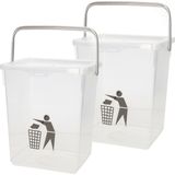 Plasticforte Afsluitbare keuken afvalbak - 2x - gft/organisch afval - transparant - 20 x 17 x 23 cm - Klein model 5 Liter