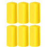 6x Gele cilinderkaarsen/stompkaarsen 6 x 10 cm 36 branduren - Geurloze kaarsen geel - Woondecoraties