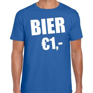 Fun t-shirt - bier 1 euro - blauw - heren - Feest outfit / kleding / shirt