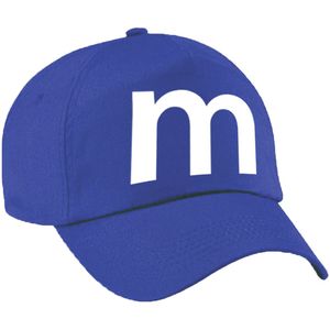Letter M pet / cap blauw voor dames en heren - baseball cap - M en M carnaval / feest petten