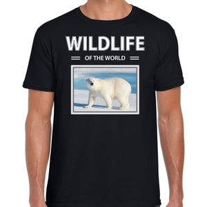 Dieren foto t-shirt ijsbeer - zwart - heren - wildlife of the world - cadeau shirt ijsberen liefhebber
