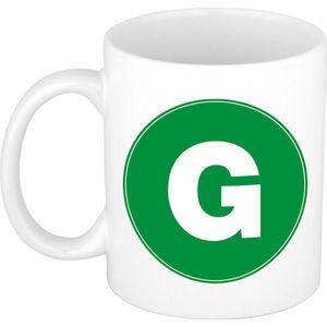 Mok / beker met de letter G groene bedrukking voor het maken van een naam / woord - koffiebeker / koffiemok - namen beker
