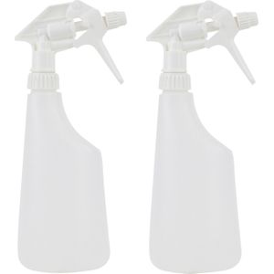 2x Plantenspuiten/waterspuiten 0,6 liter transparant - Waterverstuivers/watersproeiers - Desinfectiespray houder - Plantenverzorging