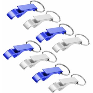 16x stuks Flessen openers met sleutelhanger zilver en blauw 6 cm combi set