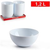 Plasticforte kommetjes/schaaltjes - 6x - dessert/ontbijt - kunststof - D17 x H8 cm - ivoor wit - BPA vrij