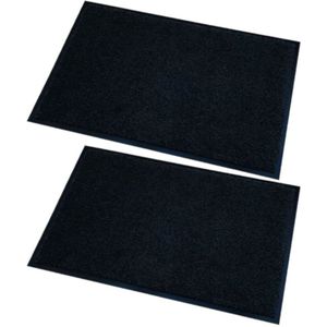 2x stuks deurmatten/droogloopmatten Memphis zwart 80 x 120 cm - Schoonloopmat - Inloopmat