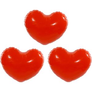 Opblaasbaar hart - 3x - rood - pvc - B45 x H35 cm - Valentijnsdag versiering