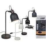 Tafellamp/bureaulamp wit metaal - Schemerlamp 42 cm - E14 - Schemerlampen/bureaulampen
