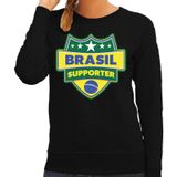 Brasil supporter schild sweater zwart voor dames - Brazilie landen sweater / kleding - EK / WK / Olympische spelen outfit