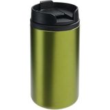 Thermosbeker/warmhoudbeker metallic groen 290 ml - Thermo koffie/thee isoleerbekers dubbelwandig met schroefdop