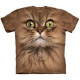 Kinder T-shirt bruine kat met groene ogen