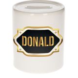 Donald naam cadeau spaarpot met gouden embleem - kado verjaardag/ vaderdag/ pensioen/ geslaagd/ bedankt
