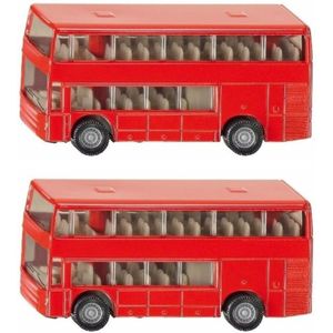 Set van 3x Stuks Siku Dubbeldekker Bussen Speelgoed Modelauto 10 cm