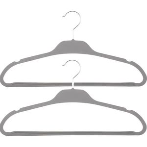 Set van 10x stuks kunststof/rubber kledinghangers grijs 45 x 24 cm - Kledingkast hangers/kleerhangers