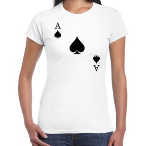 Bellatio Decorations casino thema verkleed t-shirt dames - schoppen aas - wit - poker t-shirt