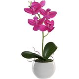 Items Orchidee bloemen kunstplant in witte bloempot - fuchsia roze bloemen - H29 cm