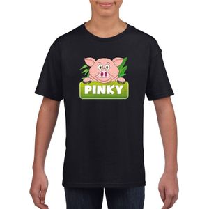 Pinky de big t-shirt zwart voor kinderen - unisex - varkentje shirt - kinderkleding / kleding
