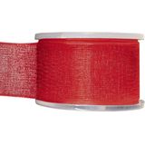 2x Hobby/decoratie rode organza sierlinten 4 cm/40 mm x 20 meter - Cadeaulint organzalint/ribbon - Striklint linten rood