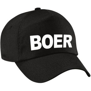 Boer verkleed pet zwart voor jongens - boeren baseball cap - carnaval verkleedaccessoire voor kostuum