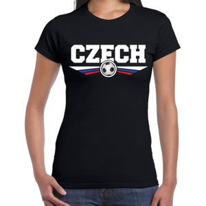 Tsjechie / Czech landen / voetbal t-shirt met wapen in de kleuren van de Tsjechische vlag - zwart - dames - Tsjechie landen shirt / kleding - EK / WK / voetbal shirt
