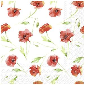 20x Gekleurde 3-laags servetten klaprozen 25 x 25 cm - Voorjaar/lente bloemen thema