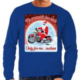 Foute Kersttrui / sweater - No presents for kids only for me suckers - motorliefhebber / motorrijder / motor fan blauw voor heren - kerstkleding / kerst outfit