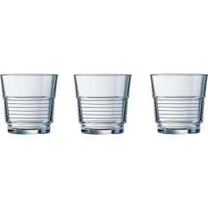 18x Stuks stapelbare drinkglazen/waterglazen transparant 200 ml - Glazen - Drinkglas/waterglas/sapglas
