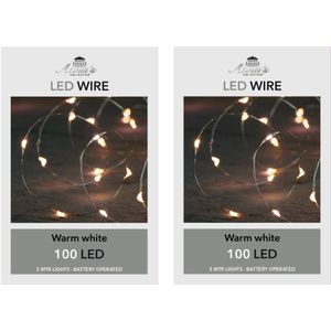 Set van 4x stuks draadverlichting lichtsnoer met 100 lampjes warm wit 500 cm - Lichtdraden/lichtsnoeren - kerstverlichting