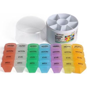Benson medicijnen doos/pillendoos gekleurd 28-vaks - Geneesmiddelen bewaar box
