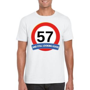57 jaar and still looking good t-shirt wit - heren - verjaardag shirts