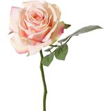 Top Art Kunstbloem Roos de luxe - roze - 30 cm - kunststof steel - decoratie bloemen