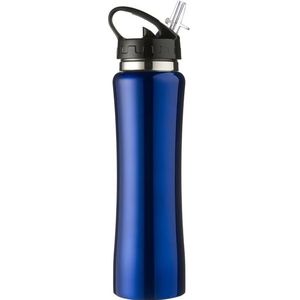 Blauwe RVS bidon/drinkfles met buigbare drinktuit 500 ml - Sportfles