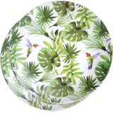 2x Melamine borden tropische print/wit 25 cm - Ontbijtborden - Servies voor peuters/kleuters/kinderen